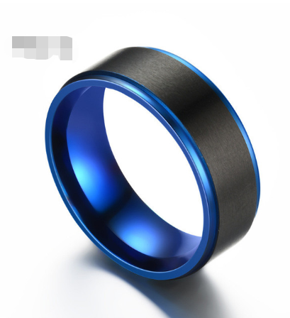 sengpan father's day gifts Fashion 8MM Men's Blue Groove Beveled Edge Tungsten Carbide Ring Black Celtic Dragon Blue carbon fibre Ring Men Wedding Band