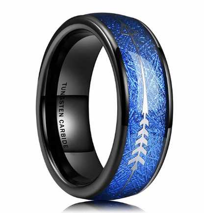 sengpan father's day gifts Fashion 8MM Men's Blue Groove Beveled Edge Tungsten Carbide Ring Black Celtic Dragon Blue carbon fibre Ring Men Wedding Band