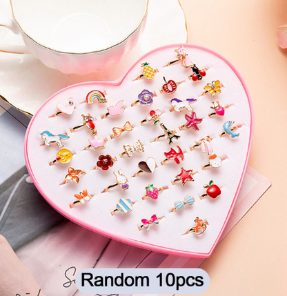 sengpan 10/63pcs Love Kids Cute Sweet Rings Design Flower Animal Fashion Jewelry Accessories For Child Finger Creative Rings Chic Gift