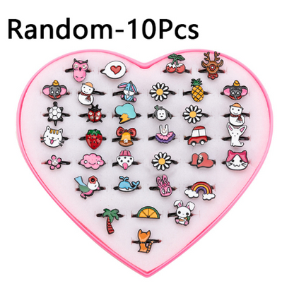 sengpan 10/63pcs Love Kids Cute Sweet Rings Design Flower Animal Fashion Jewelry Accessories For Child Finger Creative Rings Chic Gift