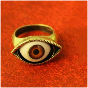 sengpan Classic Vintage Turkey Evil Eye Finger Ring Eyeball Punk Goth Jewellery Halloween Gift Fashion Ring for Men Women