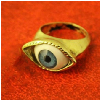 sengpan Classic Vintage Turkey Evil Eye Finger Ring Eyeball Punk Goth Jewellery Halloween Gift Fashion Ring for Men Women