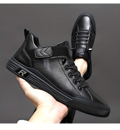 Mens Low-Top Microfiber Synthetic Leather Solid Color Business Walking Shoes - Comfy Non-Slip Rubber Sole, Elastic Band Closure, PU Insole, Breathable Upper for Office and Daily Wear