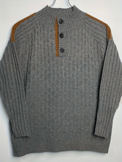 Plus Size Men's Solid Knit Sweater For Spring Fall Winter, Men's Clothing