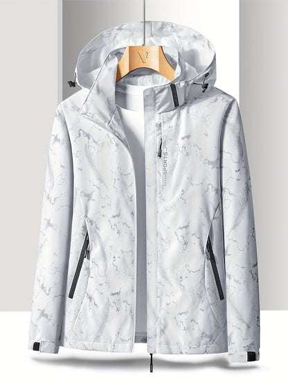 Womens All-Weather Adventure Jacket - Stylish Zipper Pockets, Windproof, Waterproof Hooded Design - Perfect for Hiking, Mountaineering & Outdoor Activewear