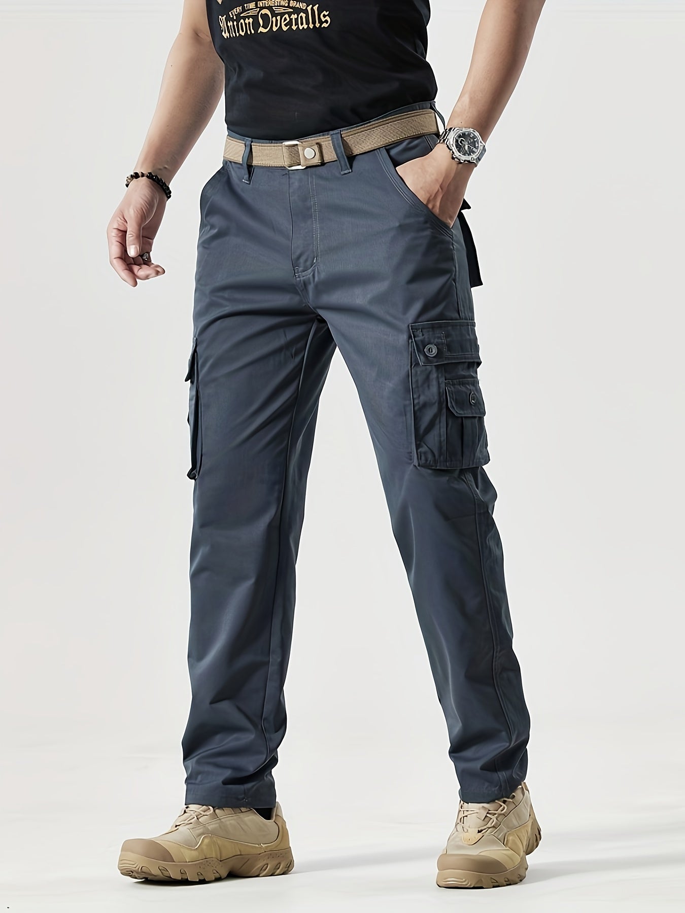 Multi-Pocket Cargo Pants for Men - Loose Fit, Straight Leg, Water-Resistant, Breathable, and Durable - Ideal for Outdoor Activities, Hiking, Fishing, Angling, and Work