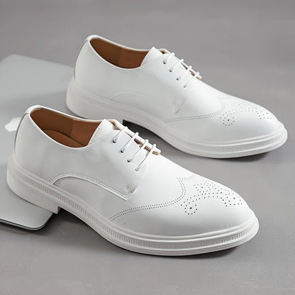 Elegant Men'S White Dress Shoes - Versatile For Weddings, Business & Casual Wear, Slip-On With Lace-Up Option Dress Shoes For Men Casual Shoes For Men