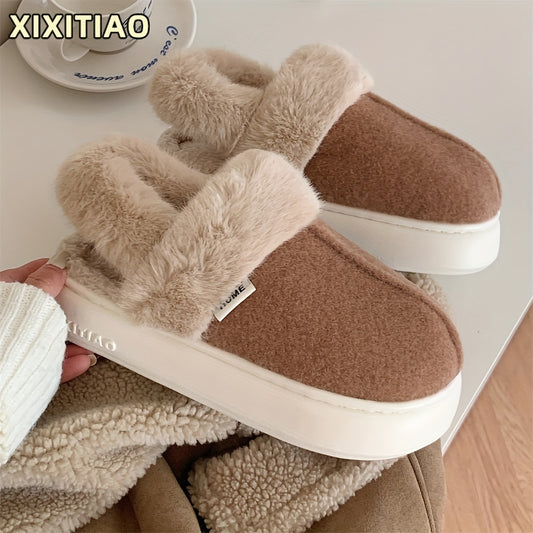 Vintage Cozy Furry House Shoes for Girls - Soft, Non-Slip, Comfortable, Warm, and Breathable Indoor Walking Shoes for Autumn and Winter - Perfect for Lounging Around the House