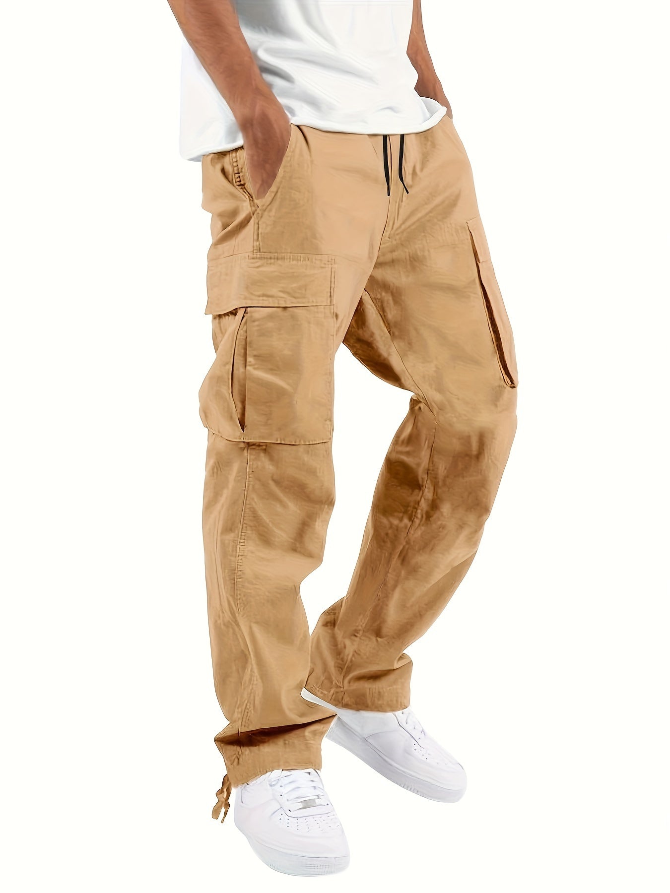 Men's Versatile Cargo Pants - Drawstring, Multi-Pocket Design, Comfort Fit for Work & Casual Wear