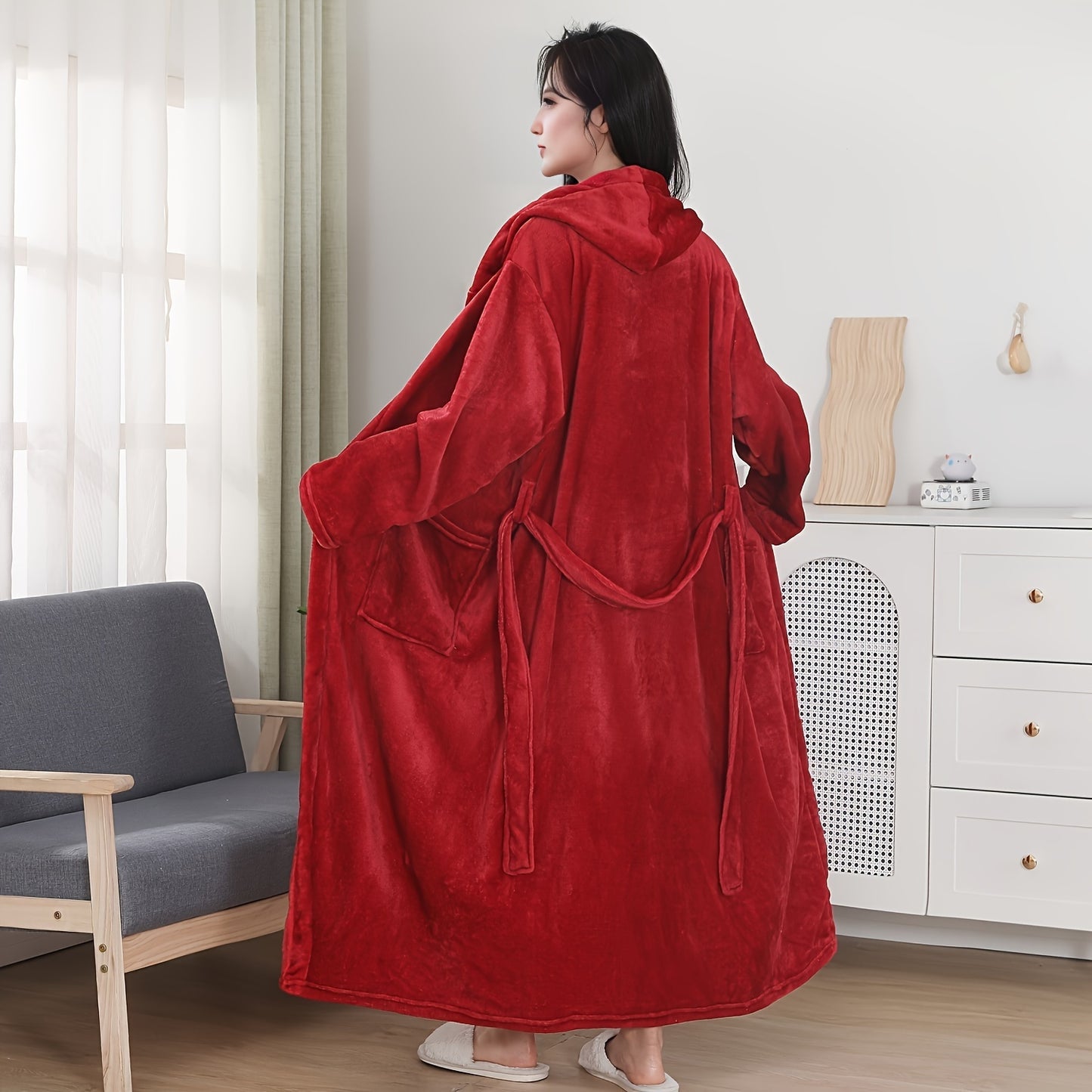 Ultimate Plush Bathrobe - Soft, Warm, and Cozy 50cm/19.69in Long Hooded Robe for Bathroom, Bedroom, Pool, and All Seasons - Perfect for Relaxation and Leisure