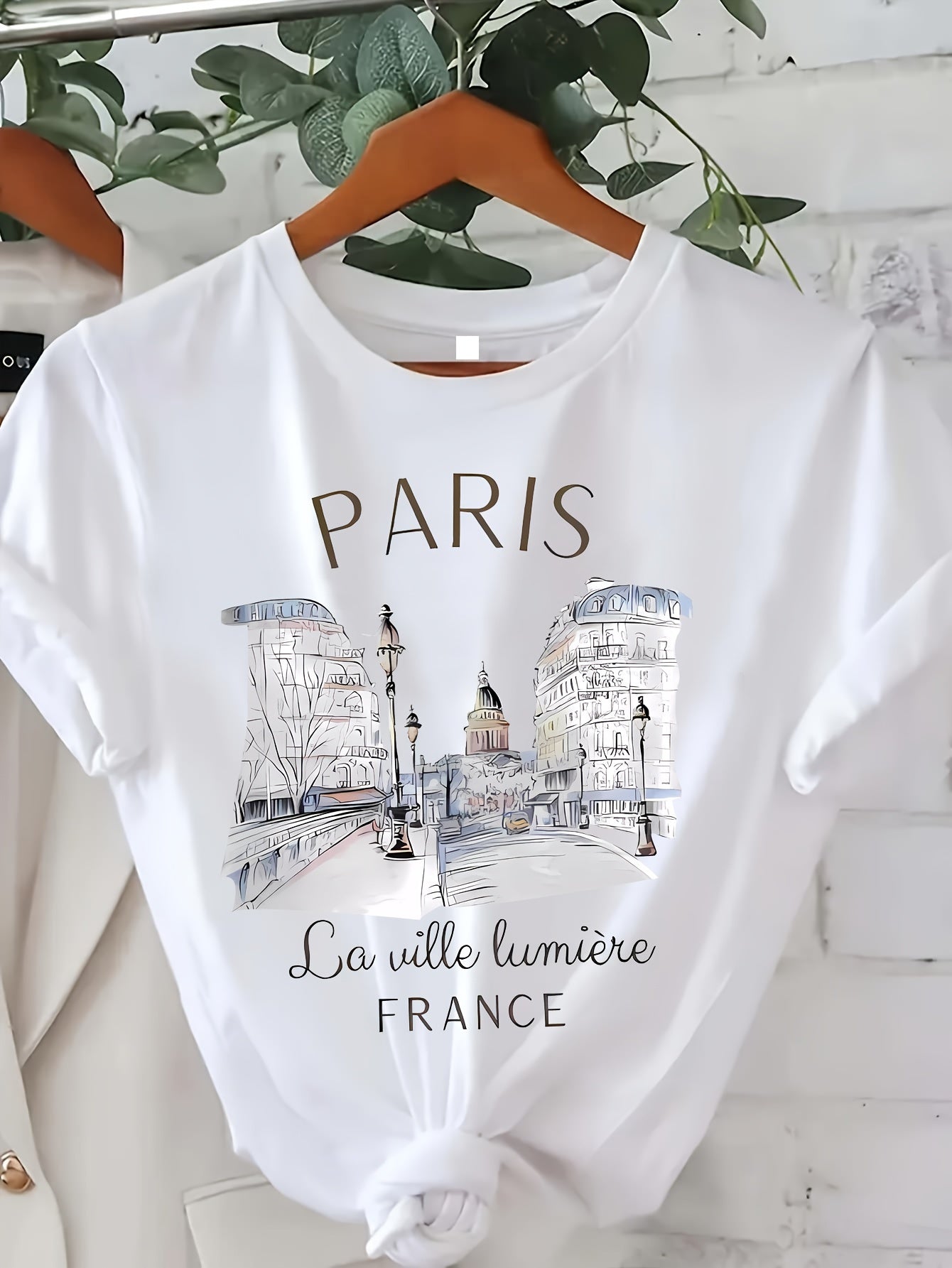 Paris Print Tee - Soft and Breathable Short Sleeves, Classic Crew Neck, Perfectly Casual for Everyday Wear - Ideal for Warm Weather: Summer and Spring, Designed Exclusively for Womens Clothing