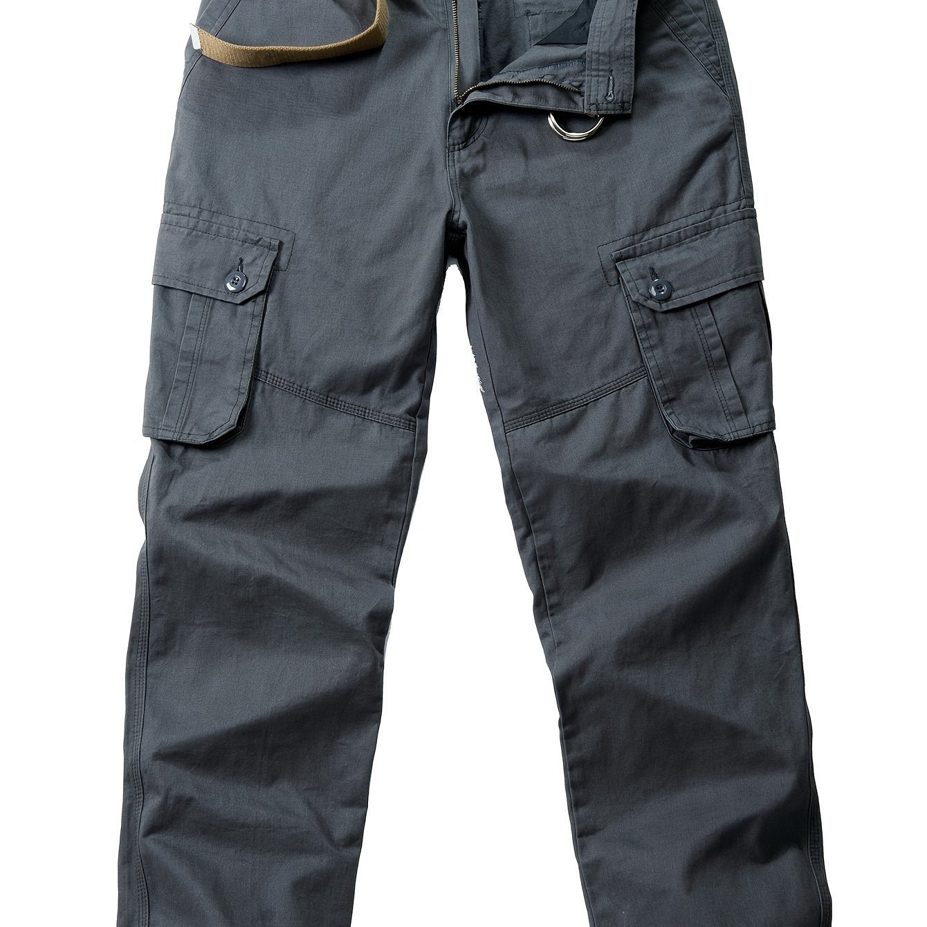 Men's Solid Color Cargo Pants - Trendy Loose Fit, Flap Pockets, Comfortable Casual Wear, Versatile, Breathable, and Durable