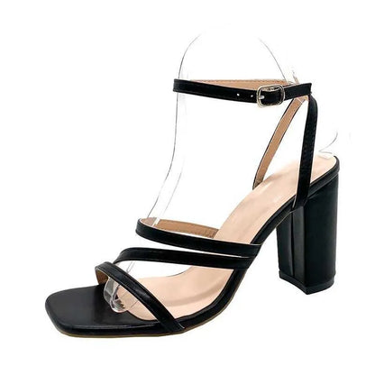 Dress Shoes Fashionable Summer Womens White High Heel Sandals Simple Square Toe Thin Belt H240527 6JN9