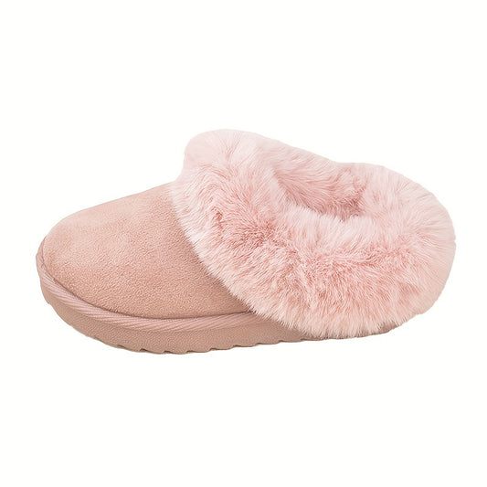 Cozy Furry House Shoes for Girls - Soft, Non-Slip, Comfortable Walking Shoes for Indoor Winter Wear with Solid Color Design and Trendy Style