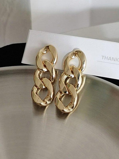 sengpan 2024 New Original Gold&Silver Chain Simple Earrings