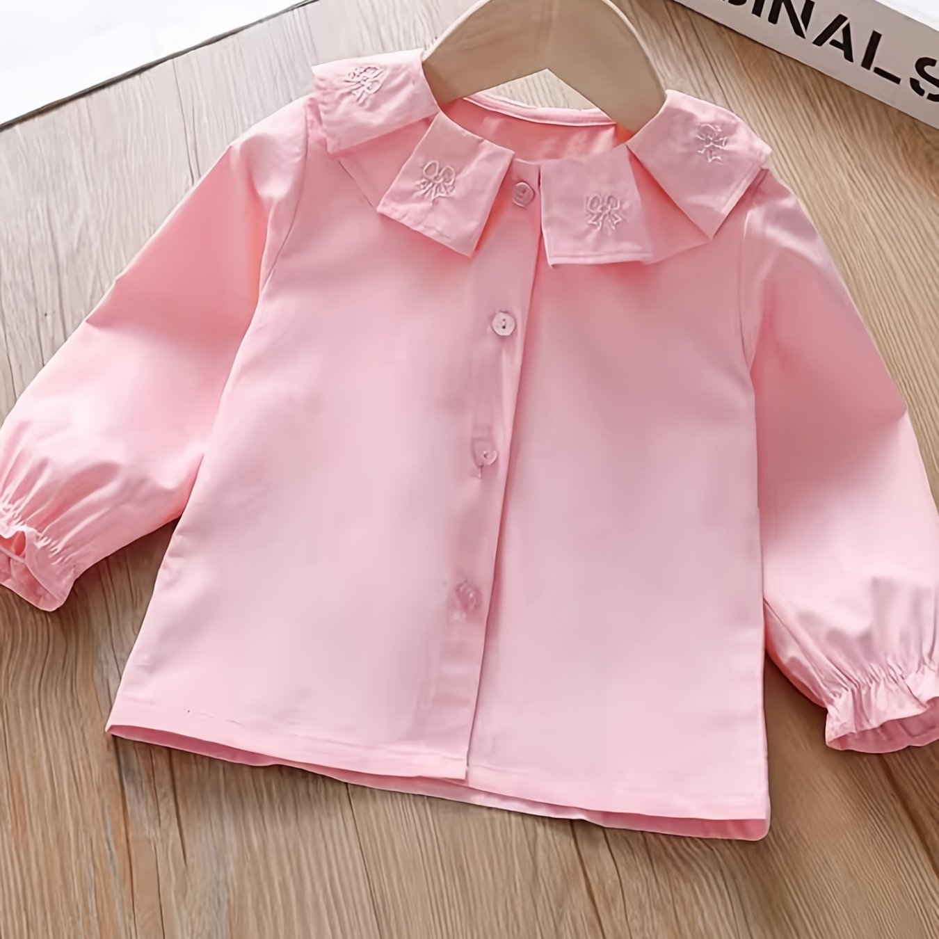 Toddler Girls Uniform Shirt Pleated Collar Long Sleeve Cute Blouse Tops