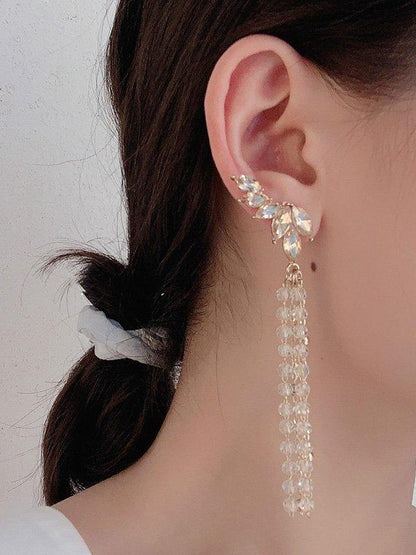 sengpan 2024 New Gorgeous Champagne Rhinestone Wing Earrings