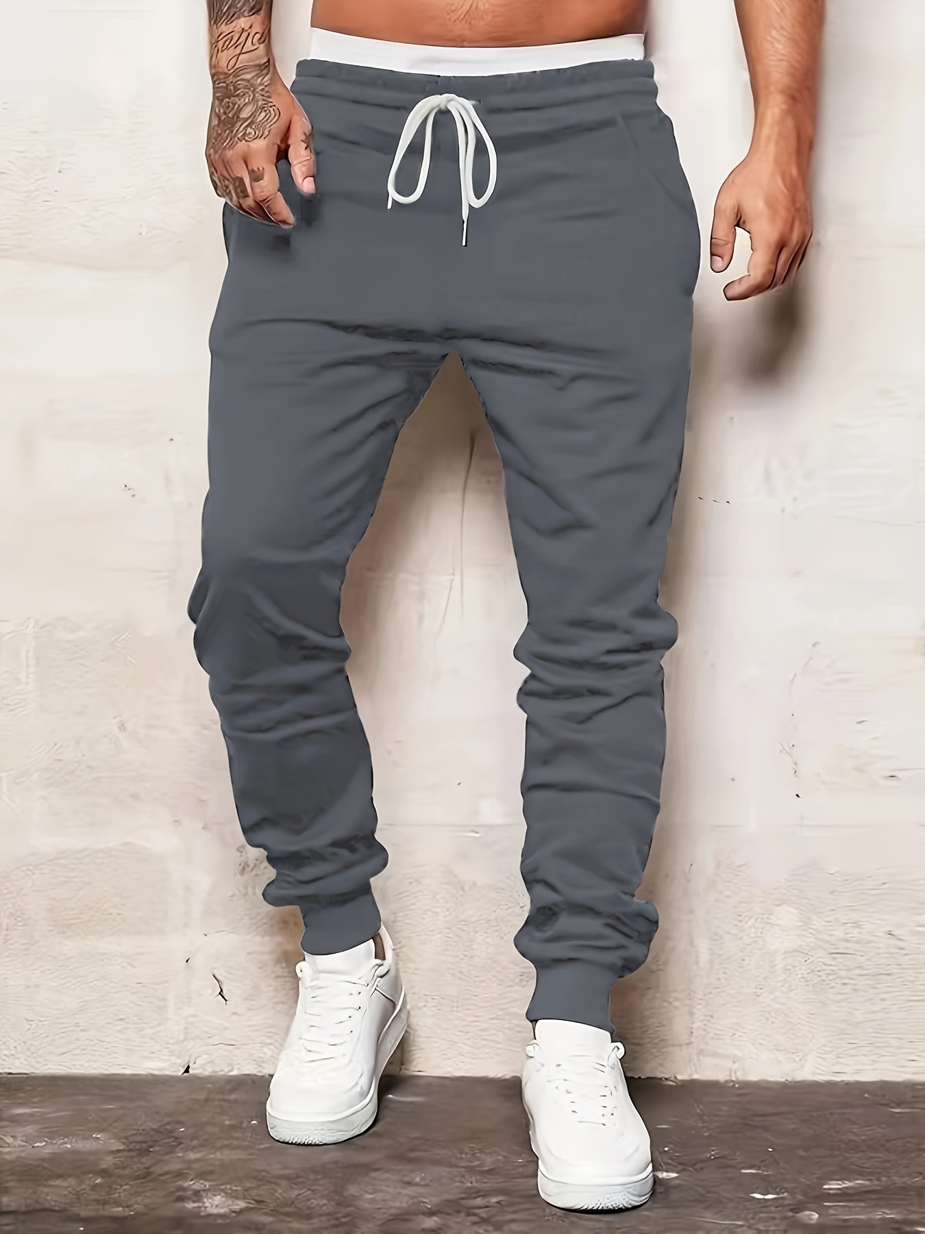 Mens Comfortable Loose Fit Joggers with Drawstring Waist - Durable Sweatpants for Casual Winter & Fall Running, Stylish Jogging - Elastic Sides Pockets for Active Outdoors