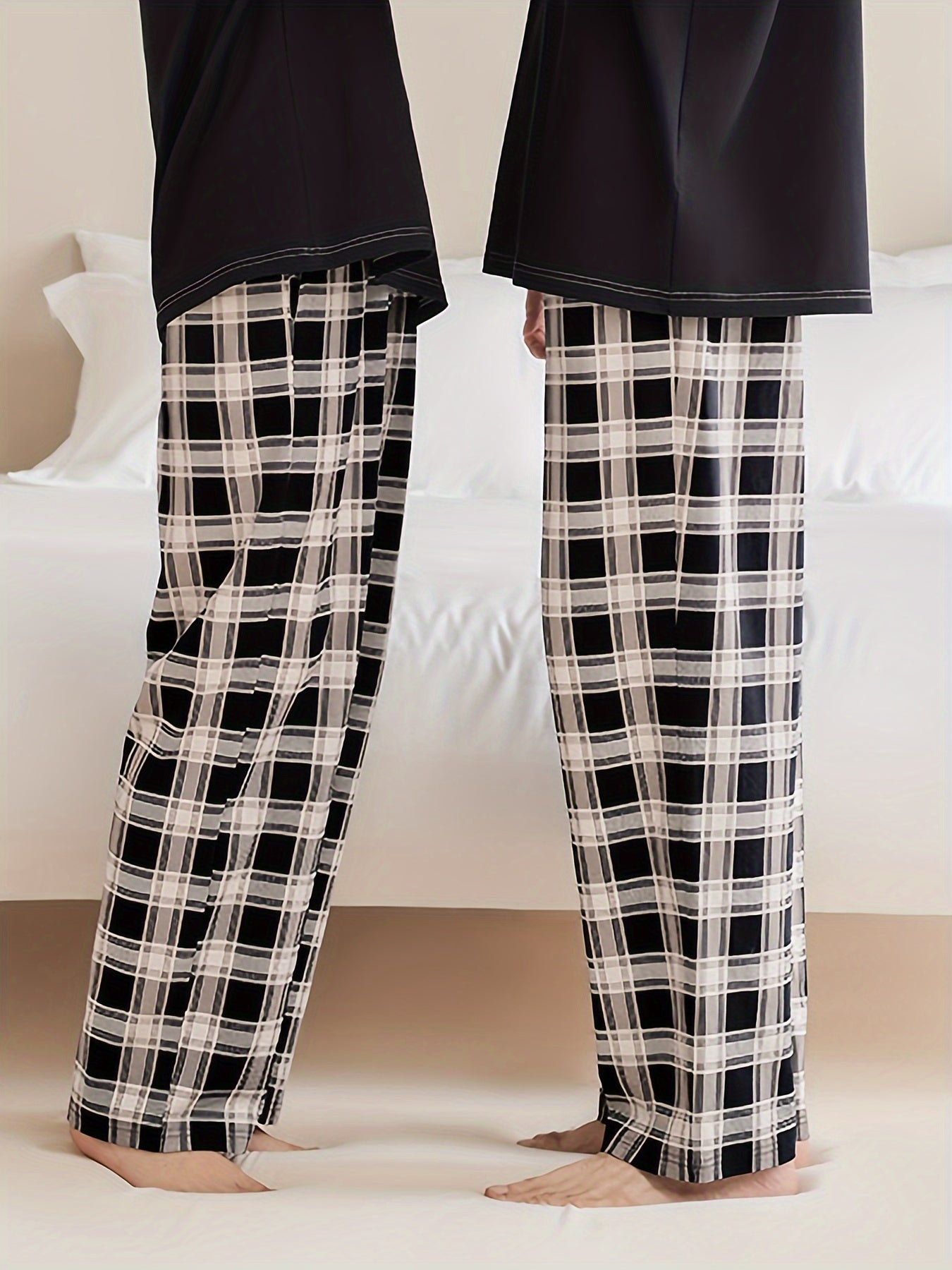 Men's Stylish Plaid Super Loose Pajama Pants, Stylish All-match Pants, Comfy & Breathable For Summer