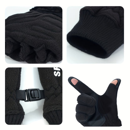 Winter Warm Gloves Flip Touch Screen Non-slip Stretch Gloves Outdoor Sports Cycling Skiing Gloves