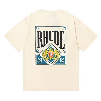 Brand Rhude T Shirts Designer Shirt Men Shorts Print White Black S M L Xl Street Cotton Fashion Youth Mens Tshirts Tshirt