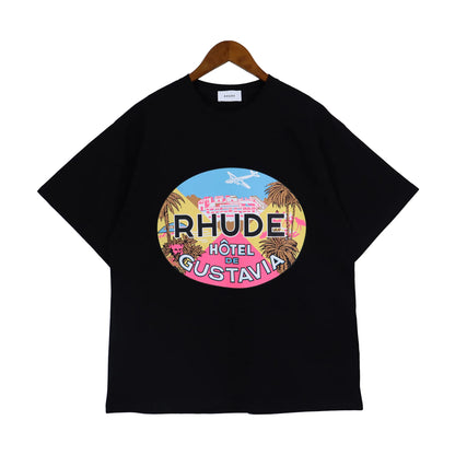 Brand Rhude T Shirts Designer Shirt Men Shorts Print White Black S M L Xl Street Cotton Fashion Youth Mens Tshirts Tshirt