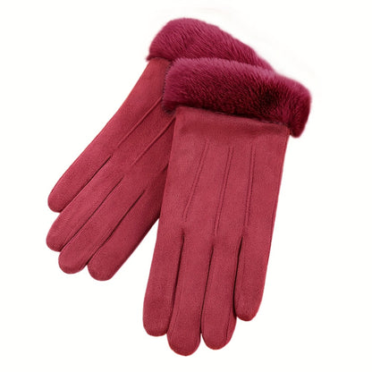 Winter Plus Velvet Warm Gloves Plush Cuff Stretch Gloves Outdoor Casual Sports Split Finger Gloves