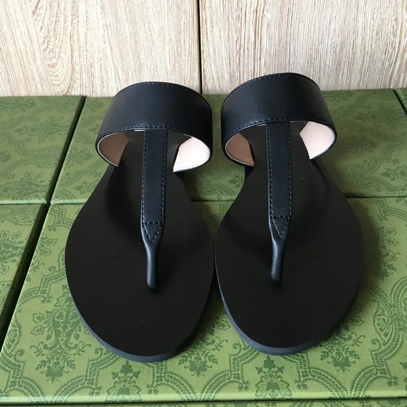 Summer luxury G Sandals Designer women Flip flops Slipper Fashion Genuine Leather slides Metal Chain Ladies Casual shoes