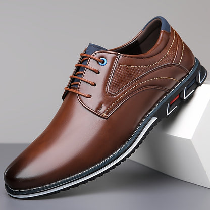 Plus Size Men's Classic Comfort Derby Shoes - Soft Solid Colour Upper, Non Slip Rubber Sole, Comfy Lace Up Closure, Breathable Footbed, Dress Shoes for Wide Feet - Ideal for Formal Occasions and Everyday Wear