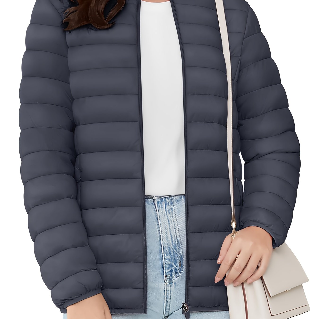 Bnokifin Quilted Puffer Jacket - Ultra-Lightweight, Comfort Soft, Warm, Windproof, Stylish, and Versatile Coat with Stand Collar, Full Zipper, Elastic Cuffs, 4 Pockets, and Perfect for Office Work, School, Travel, Outdoor Activities, and Daily Wear