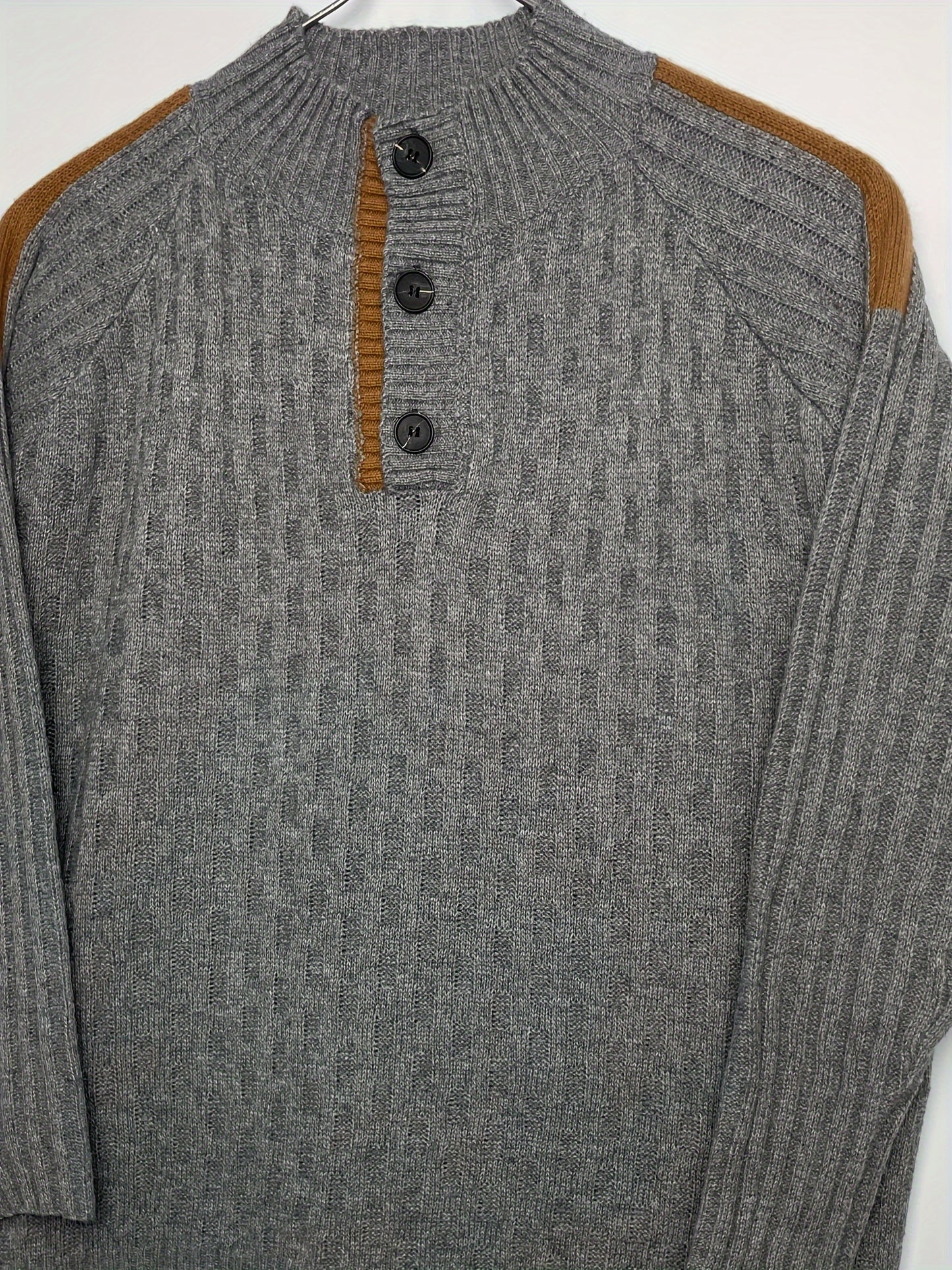 Plus Size Men's Solid Knit Sweater For Spring Fall Winter, Men's Clothing