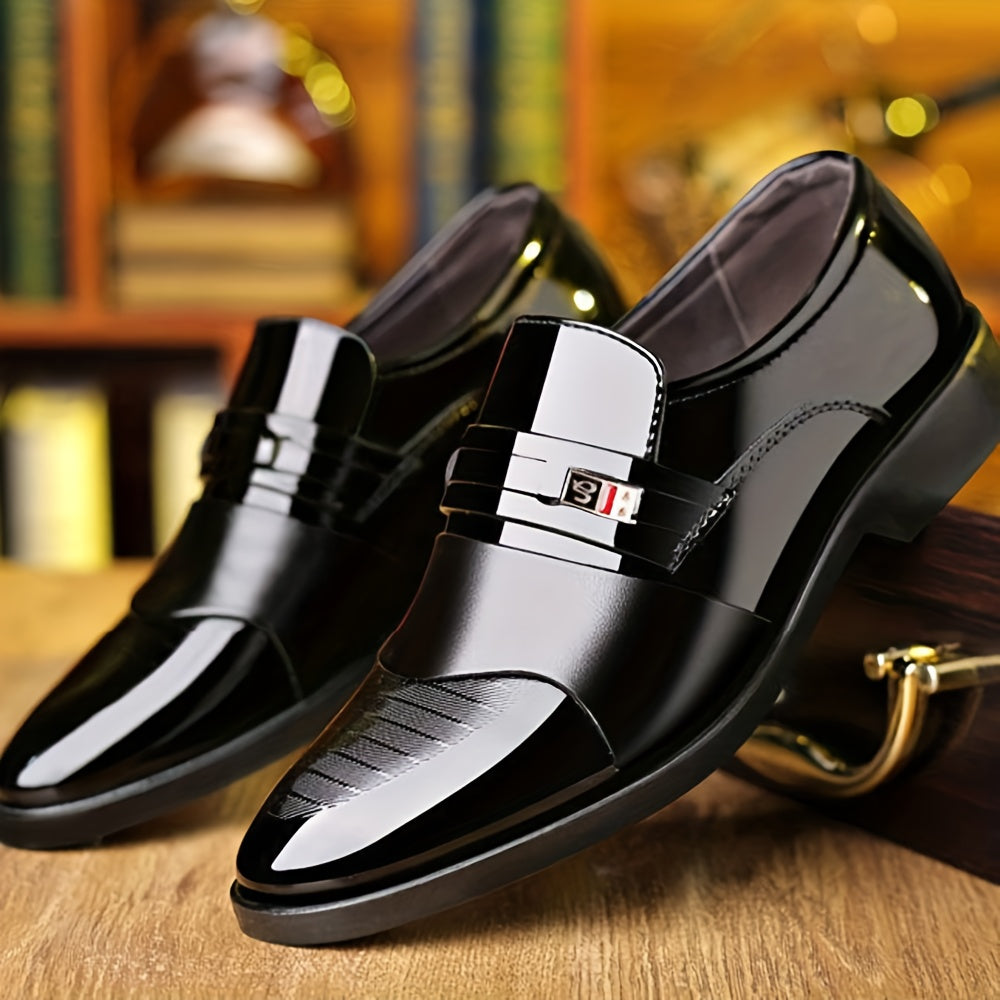 Mens PU Loafers - Slip-On Formal Shoes with Rubber Soles and PU Insoles for Business Office, Spring, Summer, and Autumn Wear - Easy to Wear and Comfortable