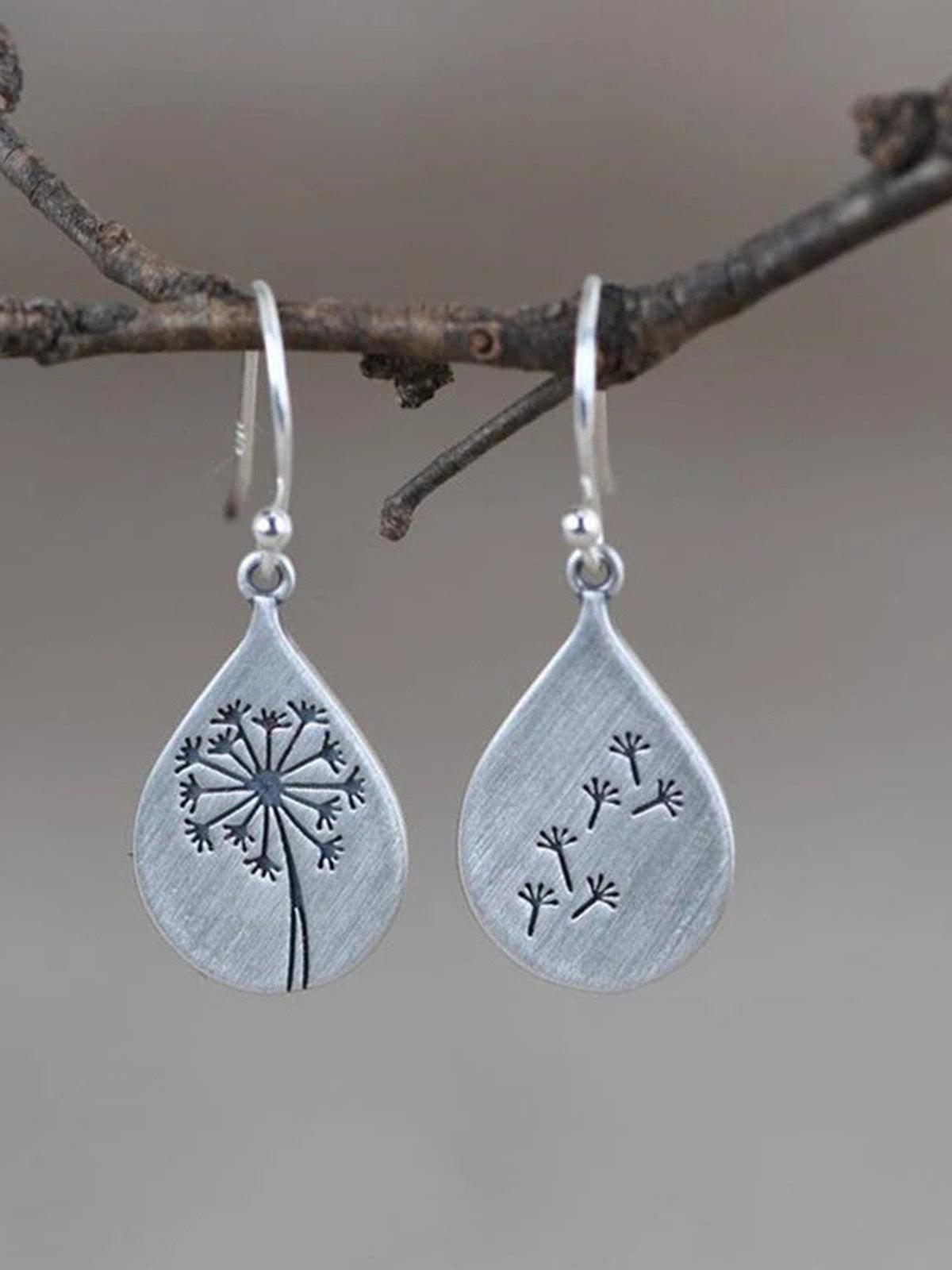 sengpan 2024 New Retro Minimalistic Water Drops Dandelion Earrings