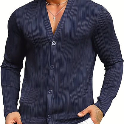 URRU Men's Long Sleeve Casual Button Down Lightweight Knitted Slim Fit Cardigan