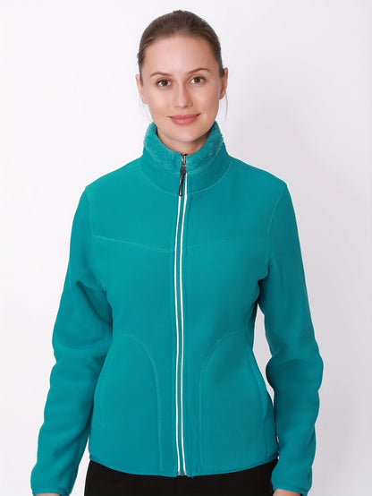 Ultra-Cozy Double-Layered Plush Jacket - Soft, Warm, and Breathable for Casual Wear - Women's Sportswear for Outdoor Activities