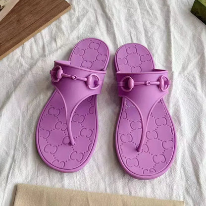 Designer Sandals Luxury Interlocking Slippers Top Quality Summer Quick Drying Women Jelly Color anti slip classical Versatile Slides Flat Heel Beach Mules US 35-42