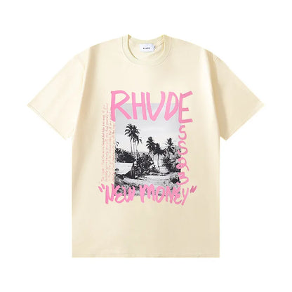 Spring Summer Rhude Shirt Man T Shirts Women Tees Skateboard Oversize Men Short Sleeve T-shirt Brand Men's T-shirts US SIZE S-XXL