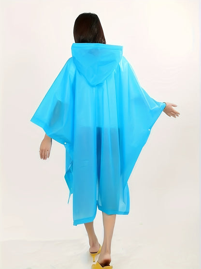 1pc, Sports Style, Women's 2-in-1 EVA Non-Disposable Raincoat with Side Snaps, Lightweight Simple Cape Poncho, Versatile for Rain Protection and Picnic Mat Use