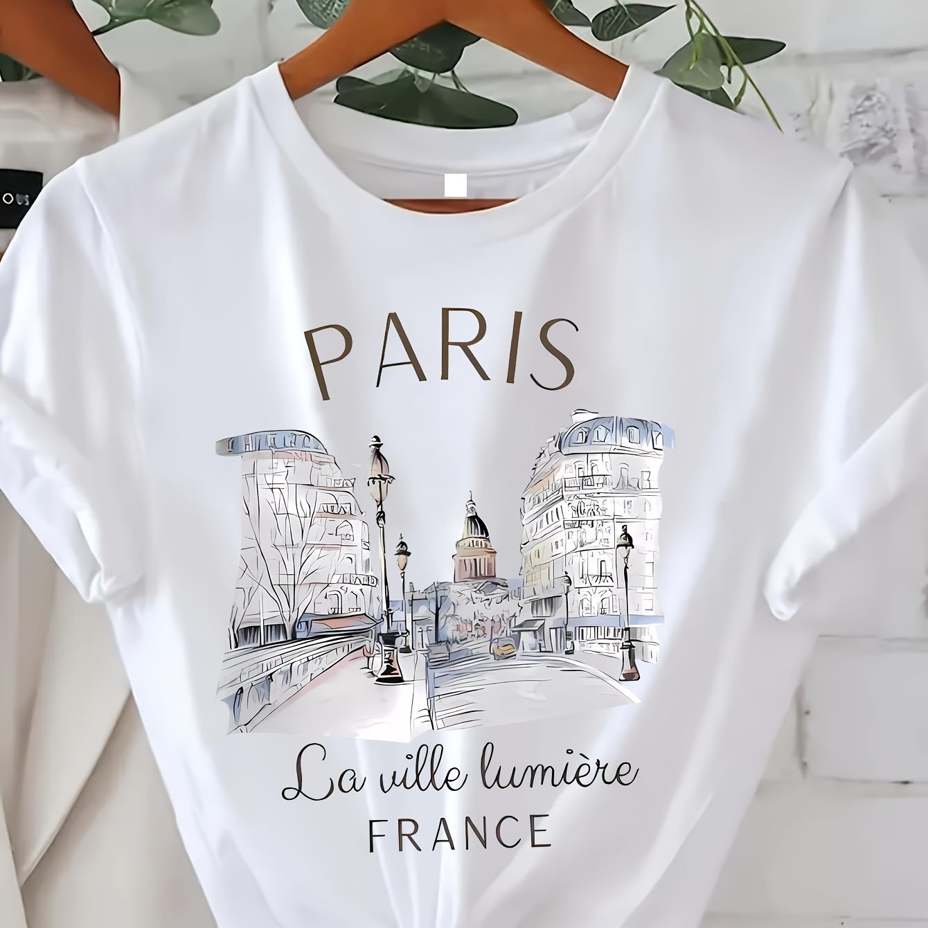 Paris Print Tee - Soft and Breathable Short Sleeves, Classic Crew Neck, Perfectly Casual for Everyday Wear - Ideal for Warm Weather: Summer and Spring, Designed Exclusively for Womens Clothing