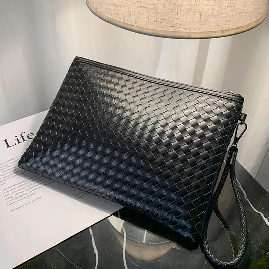 Bag Xiao.p Fashion Men's High Quality Pu Leather Handbag Woven Envelope Holding Grasping File Ipad Diagonal Span