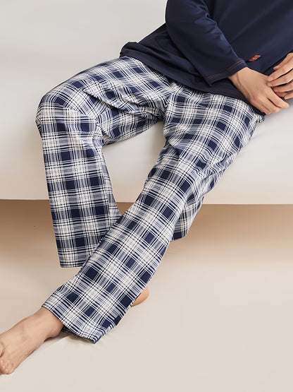 Men's Trendy Plaid Super Loose Pajama Pants, Stylish All-match Pants, Comfy & Breathable For Daily Wearing