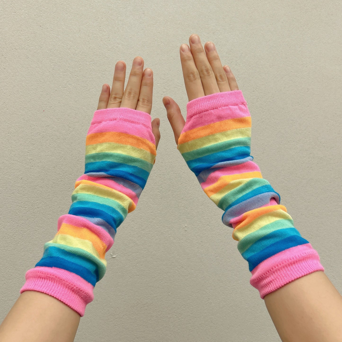 Knit Fingerless Long Gloves, Winter Warm Knitted Gloves For Women