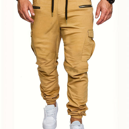 Men's Comfort-Fit Cargo Joggers - Drawstring, Stretch, Flap Pocket - Ideal for Spring & Autumn Casual Wear