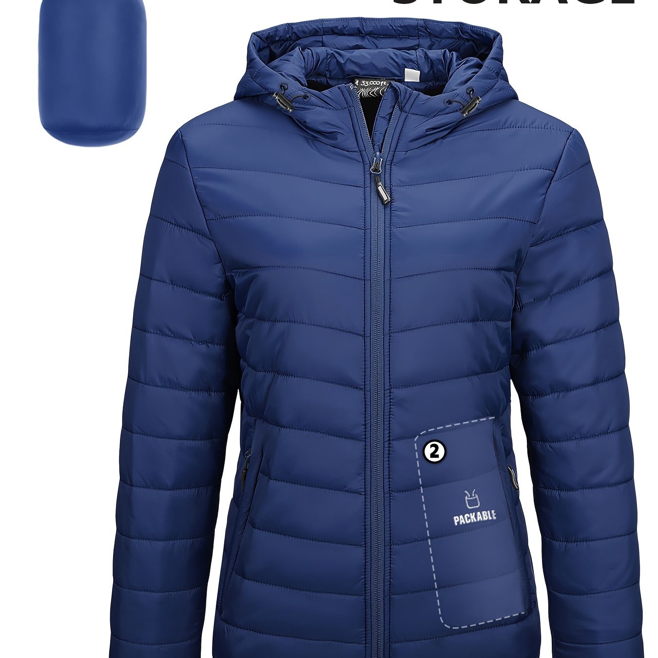 Women's Ultra-Lightweight Packable Full-Zip Puffer Jacket with Hood - Water-Resistant, Quilted, Insulated, Breathable, Windproof Winter Coat for Outdoor Activities - Ideal for Hiking, Camping, Travel, and Daily Wear