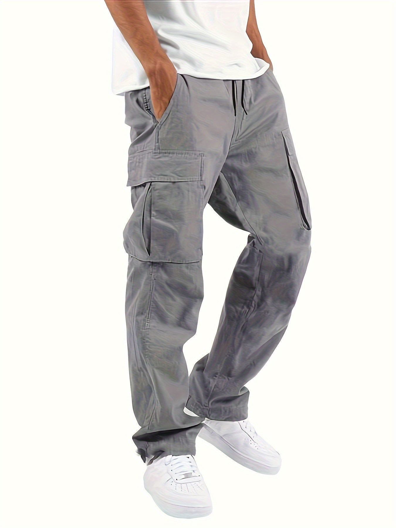 Men's Versatile Cargo Pants - Drawstring, Multi-Pocket Design, Comfort Fit for Work & Casual Wear