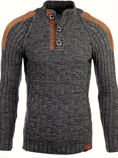 Plus Size Men's Solid Knit Sweater For Spring Fall Winter, Men's Clothing