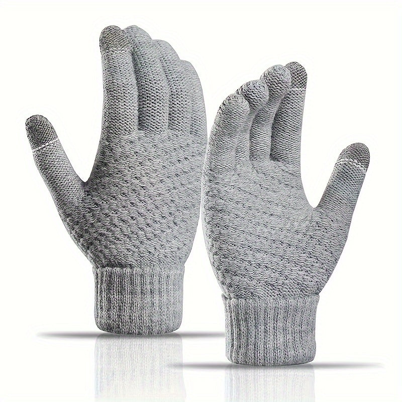 Luxurious Knit Jacquard Touchscreen Gloves - Velvety Soft, Ultra-Warm, and Coldproof - Universally Flattering Unisex Design with Innovative Split Finger Technology for Autumn Winter