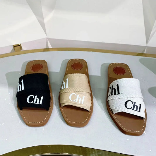 Dhgate Designer Sandal Man Woody Clog Mule Flat Sandale Slide Letter Loafers Tazz Slipper Womans Pink Red Slippers Summer Beach Platform Canvas Shoe Flip Flop