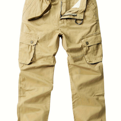 Men's Solid Color Cargo Pants - Trendy Loose Fit, Flap Pockets, Comfortable Casual Wear, Versatile, Breathable, and Durable