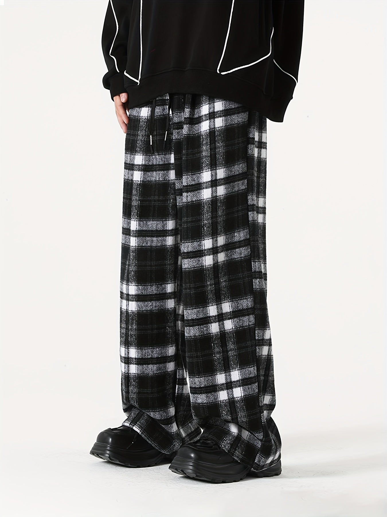 Relaxed Fit Plaid Pants for Men - Soft, Lightweight, Breathable Fabric, Drawstring Waist, Multiple Pockets, Ideal for Sport, Casual, Outdoor Activities, and Daily Wear